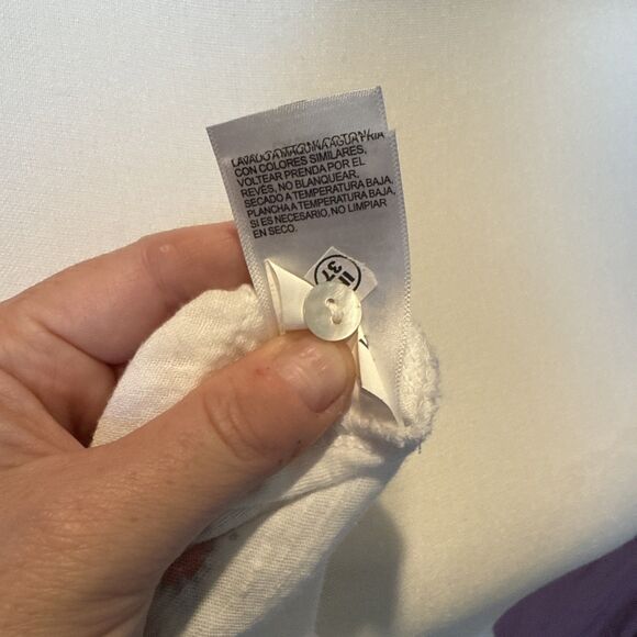 Lucky Brand White Cotton Floral Gauze Top Medium Babydoll Boho Romantic - Picture 8 of 9